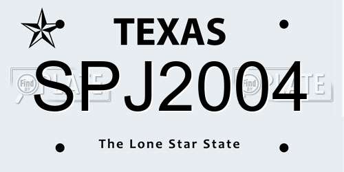 SPJ2004 Texas License Plate