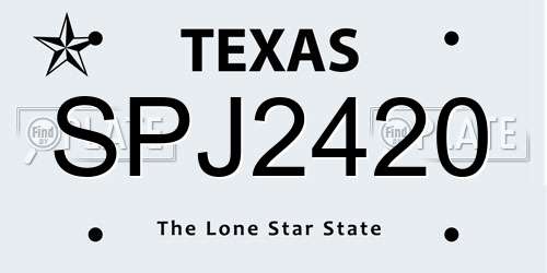 SPJ2420 Texas License Plate