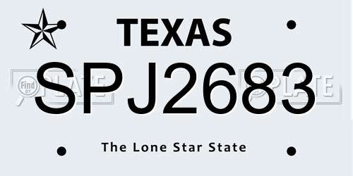 SPJ2683 Texas License Plate