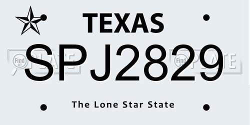 SPJ2829 Texas License Plate