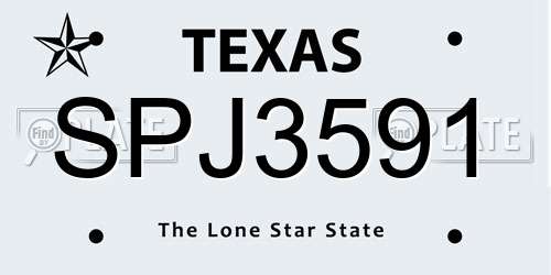 SPJ3591 Texas License Plate