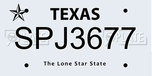 SPJ3677 Texas License Plate
