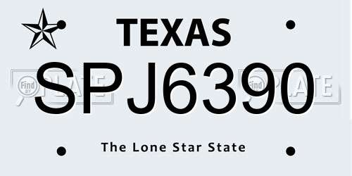 SPJ6390 Texas License Plate
