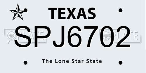 SPJ6702 Texas License Plate