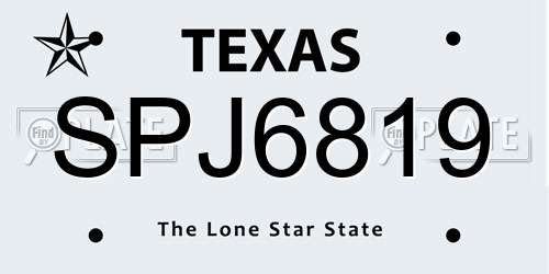 SPJ6819 Texas License Plate