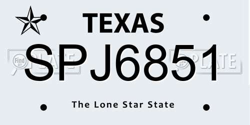 SPJ6851 Texas License Plate