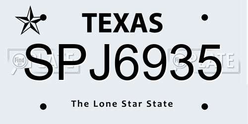 SPJ6935 Texas License Plate