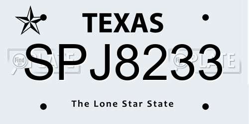 SPJ8233 Texas License Plate
