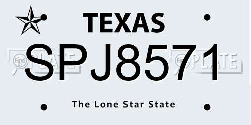 SPJ8571 Texas License Plate