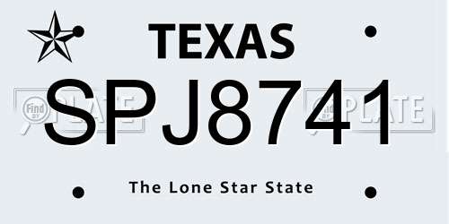 SPJ8741 Texas License Plate