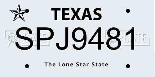 SPJ9481 Texas License Plate