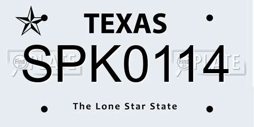 SPK0114 Texas License Plate