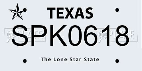 SPK0618 Texas License Plate