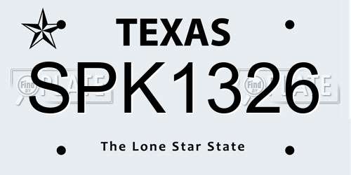 SPK1326 Texas License Plate
