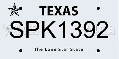 SPK1392 Texas License Plate
