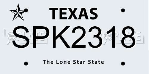 SPK2318 Texas License Plate