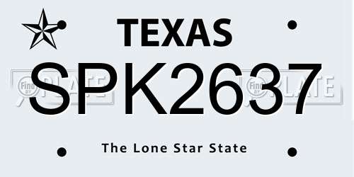 SPK2637 Texas License Plate