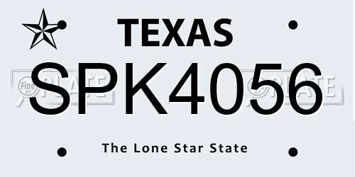 SPK4056 Texas License Plate