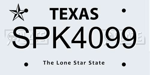 SPK4099 Texas License Plate