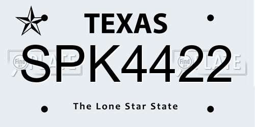 SPK4422 Texas License Plate