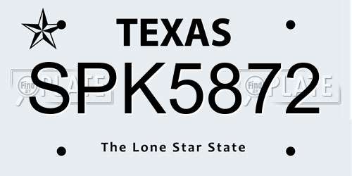 SPK5872 Texas License Plate