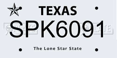 SPK6091 Texas License Plate