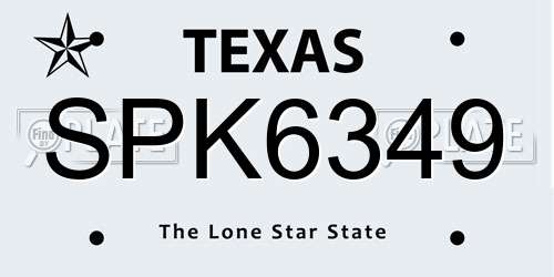 SPK6349 Texas License Plate