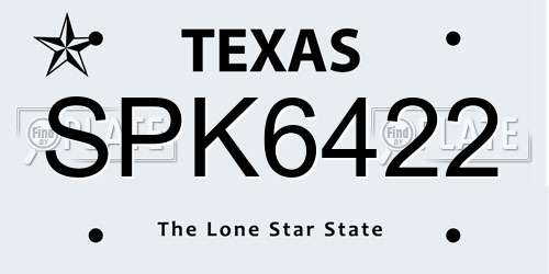SPK6422 Texas License Plate