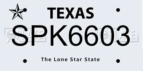 SPK6603 Texas License Plate
