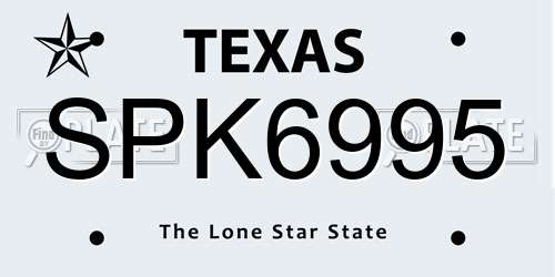 SPK6995 Texas License Plate