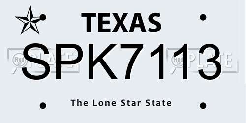 SPK7113 Texas License Plate