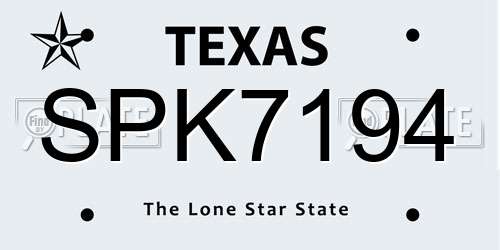 SPK7194 Texas License Plate