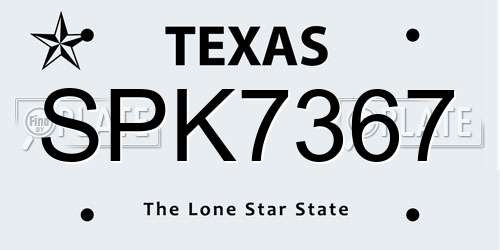 SPK7367 Texas License Plate