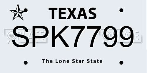 SPK7799 Texas License Plate