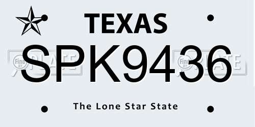 SPK9436 Texas License Plate