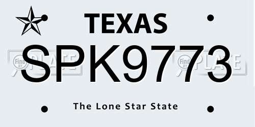 SPK9773 Texas License Plate
