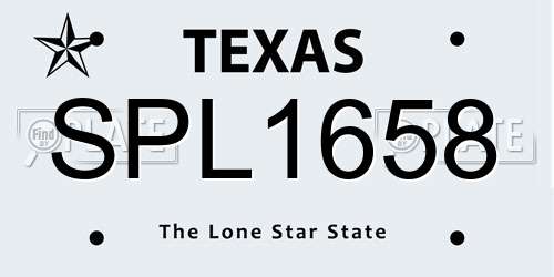 SPL1658 Texas License Plate