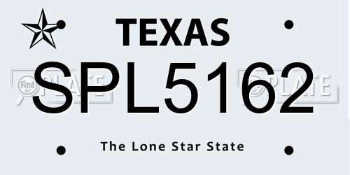 SPL5162 Texas License Plate