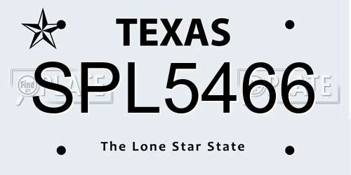 SPL5466 Texas License Plate