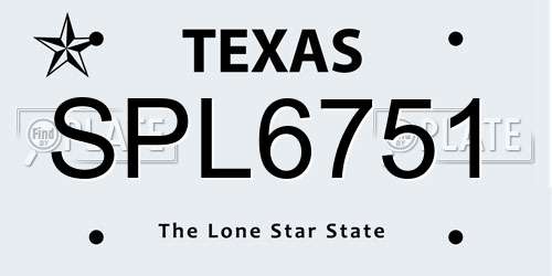 SPL6751 Texas License Plate