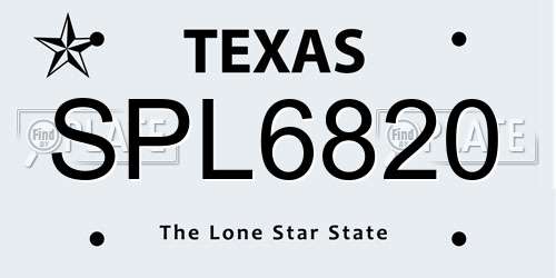 SPL6820 Texas License Plate