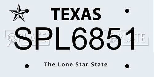 SPL6851 Texas License Plate