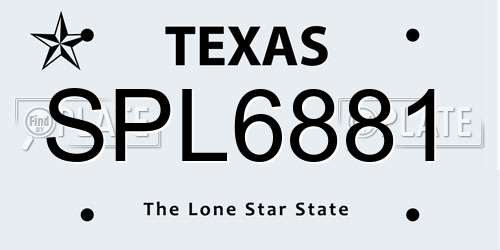SPL6881 Texas License Plate