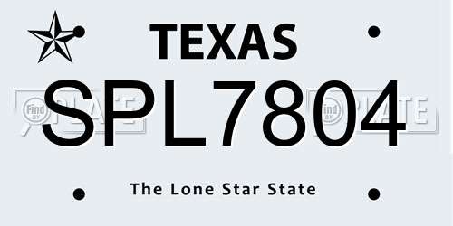 SPL7804 Texas License Plate