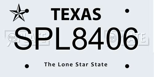 SPL8406 Texas License Plate