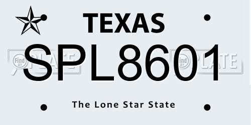 SPL8601 Texas License Plate