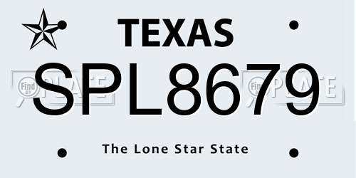 SPL8679 Texas License Plate