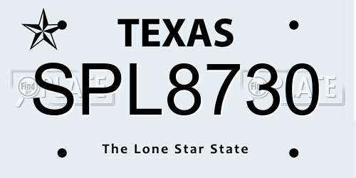 SPL8730 Texas License Plate