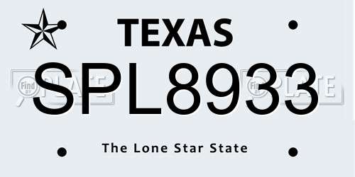 SPL8933 Texas License Plate