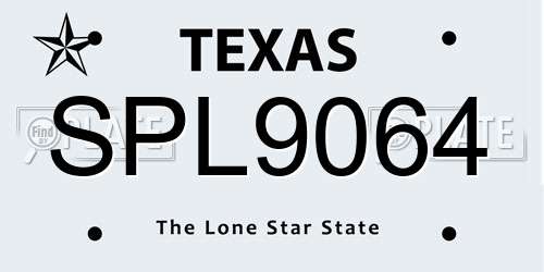 SPL9064 Texas License Plate